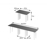 HUBERTUS - MAGRO Stół 170-410x100 | Czarny mat | Czarny połysk