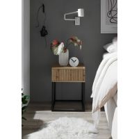 MC AKCENT - MARLE Szafka nocna | 1 szuflada | Dąb artisan | Czarny mat | 38-894-R8