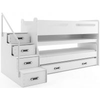 BMS - MAX 1 Łóżko piętrowe 3-osobowe z biurkiem 80x200 cm / Rama kolor: Biały