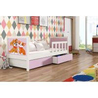Chojmex - PINOKIO 1 Łóżko dziecięce 1-osobowe z materacem i pojemnikami / Rama kolor: Biały