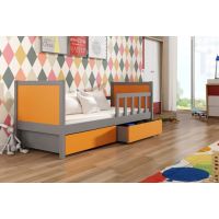 Chojmex - PINOKIO 1 Łóżko dziecięce 1-osobowe z materacem i pojemnikami / kolor: Grafit