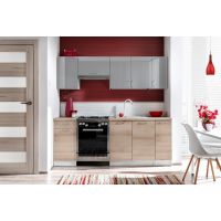 LAYMAN - KUCHNIA EKONOMICZNA ECOmodel ZESTAW KUCHENNY 2,1 m szafki górne połysk, szafki dolne płyta laminowana