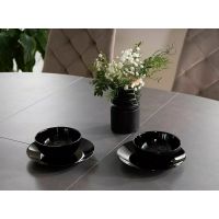 SIGNAL - PORTO CERAMIC Stół 120x120-160x76h | Ciemny szary efekt marmuru | Czarny | DOSTĘPNY OD RĘKI