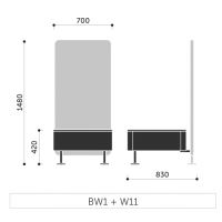 PROFIM - WALL IN Stolik BW1 | Kwadratowy do łączenia z 1 ścianką