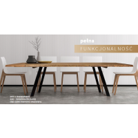 ORTUS - ROMANO Jesion Stół z dostawkami | 140x80 | Krawędź naturalna | Grubość blatu 4 cm
