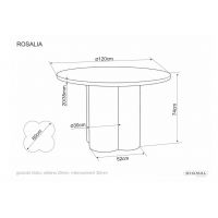 SIGNAL - ROSALIA Stoł fi 120cm | Jasny szary