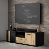 Forte - CARDIGAN Szafka RTV CDGT131-M624 | Czarny/ Dąb Artisan