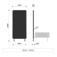 PROFIM - WALL IN Ścianka W12 | Pojedyncza do łączenia z 2 siedziskami