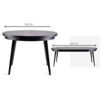 HALEX - SILVIO 02 Stół | Dąb lakier | Czarny | Metal czarny rozkładanie