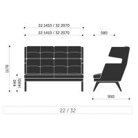 PROFIM - OCTOBER Sofa 32 | Nogi metalowe ^ drewniane | 3 siedziska | Wysokie oparcie