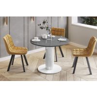 HUBERTUS - SOLO LUX Stół 100-144 | Szary połysk | Biały połysk | Biały połysk