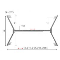 STEMA - Stelaż do stołu NY-HF05RB/A | Szary | Rozsuwana belka 105-145 cm | Głębokość 78 cm