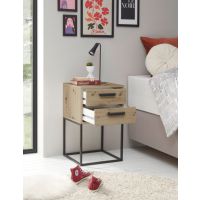 MC AKCENT - SUNA Szafka nocna | 2 szuflady | Dąb artisan | Czarny mat | 38-746-R8