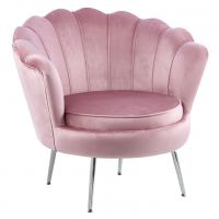 FURNITEX - LC-032-1 Fotel | Velvet | Różowy | Nogi chrom