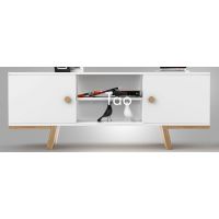 VIVO - TAO Szafka TYP 4 | 2 drzwi | Biały laminat | Podstawa laminat dąb naturalny