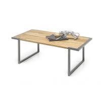 MC AKCENT - VANCOUVER Stolik 110x60x41 drewno dębowe klejonka olejowane / metal lakier antracyt mat