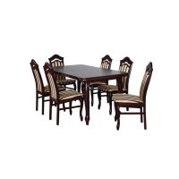 Meblarz - ZESTAW | Stół Blat zaowalony | Nogi ludwik | 160x90+40 | 6 x Krzesło Wojtek