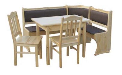 PANKAU - ZESTAW Narożnik tapicerowany | Stół 4 nogi proste | 2x Krzesło P