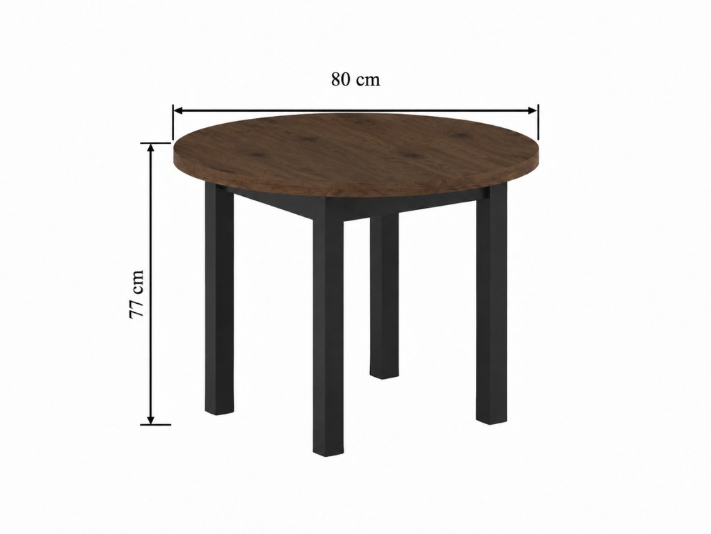 FURNITEX - ST24-FX (80) Stół okrągły | orzech Elegant + czarny | Fi80