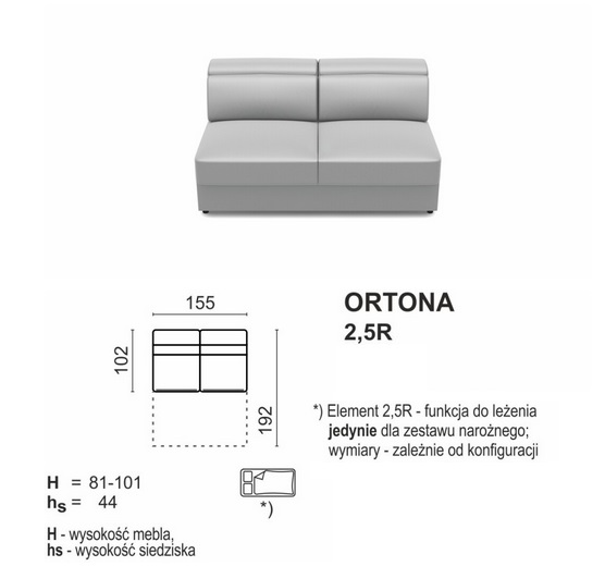 Meblomak - ORTONA El. 2,5-os. 2,5R rozkładany