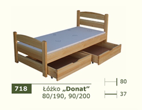 PANKAU - Łóżko parterowe Donat bez materaca piankowego (spanie 80/190)