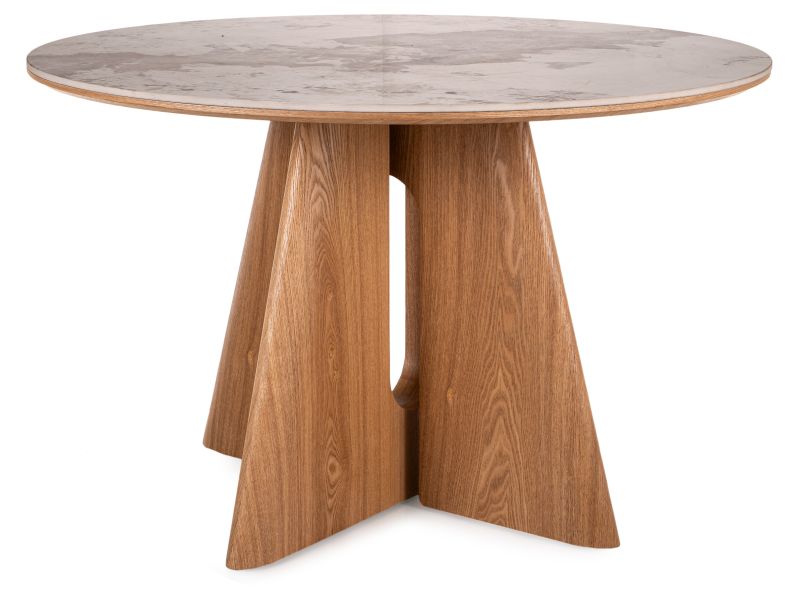 SIGNAL - ALZANO CERAMIC120 Stoł fi 120cm | Dąb | Ceramika biały PANDORO