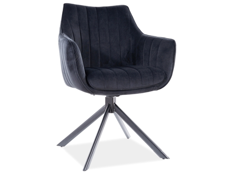 SIGNAL - AZALIA Velvet Krzesło | Obrót siedziska | Tkanina Bluvel Czarny 19 | Stelaż Czarny mat