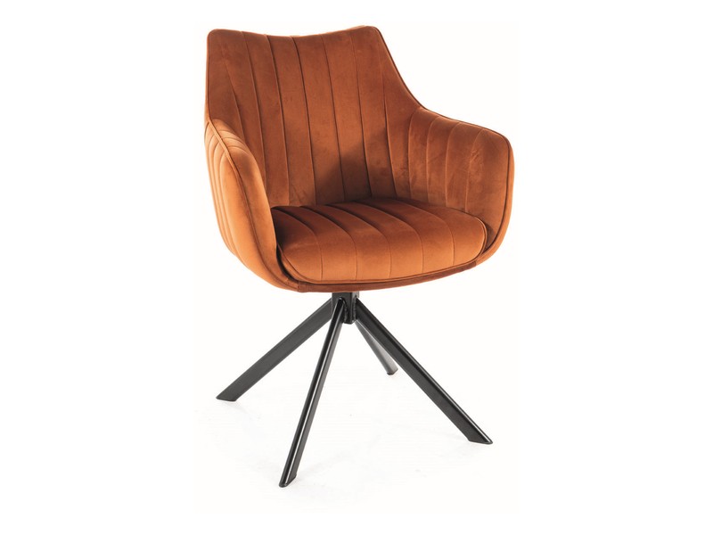 SIGNAL - AZALIA Velvet Krzesło | Obrót siedziska | Tkanina Bluvel Cynamonowy 4215 | Stelaż Czarny mat