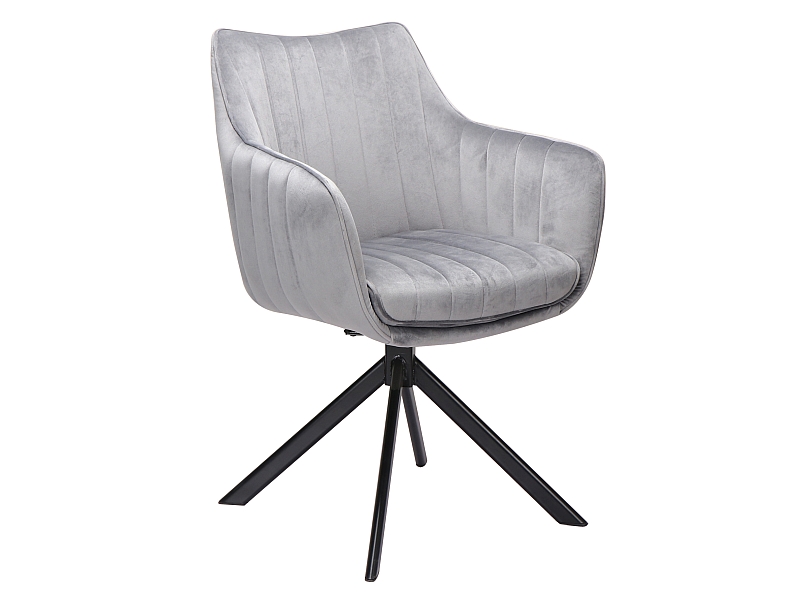 SIGNAL - AZALIA Velvet Krzesło | Obrót siedziska | Tkanina Bluvel Szary 14 | Stelaż Czarny mat