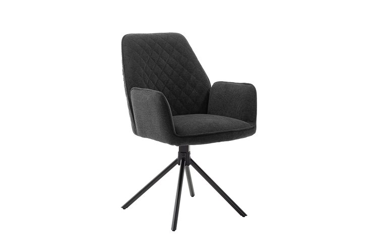 MC AKCENT - ACANDI Krzesło z podłokietnikiem | Nogi skośne | Obrót siedziska | Tkanina typu szenil Antracyt | ACA4S04AN