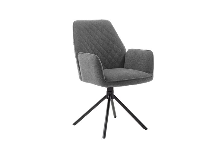 MC AKCENT - ACANDI Krzesło z podłokietnikiem | Nogi skośne | Obrót siedziska | Tkanina typu szenil Szara | ACA4S04GX