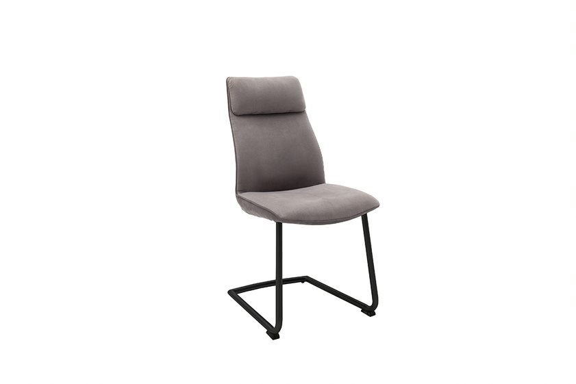MC AKCENT - ADEN Krzesło na płozie | Stelaż metal czarny mat rurka | Tkanina cappucino / brązowoszary | ADSS42CX