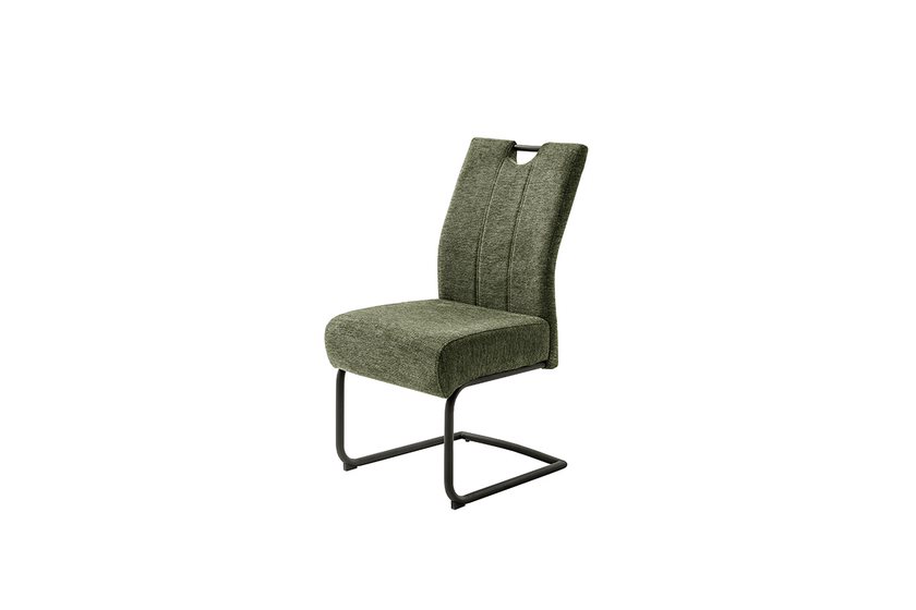 MC AKCENT - AMERY Krzesło na płozie | Stelaż rurka | Tkanina typu szenil Oliwka | AMSS08OL