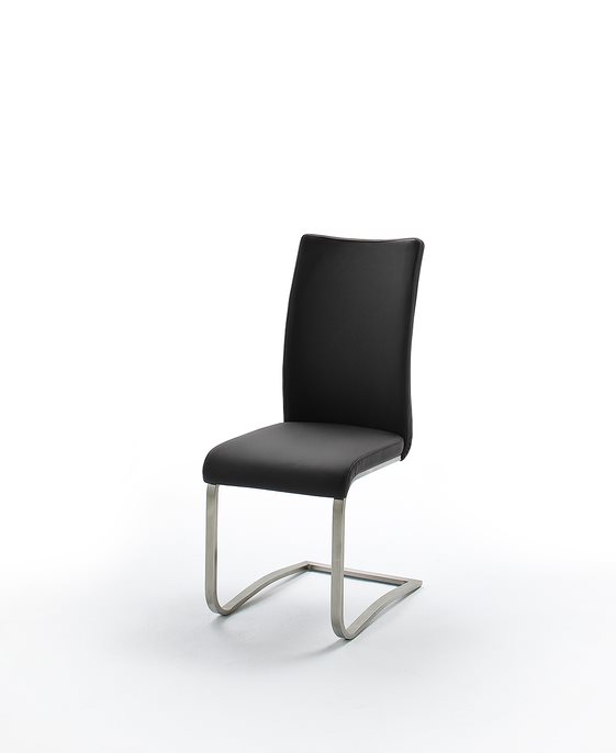 MC AKCENT - ARCO 2 Krzesło Skóra naturalna czarna | Stal szlachetna szczotkowana | ARCO2ELS