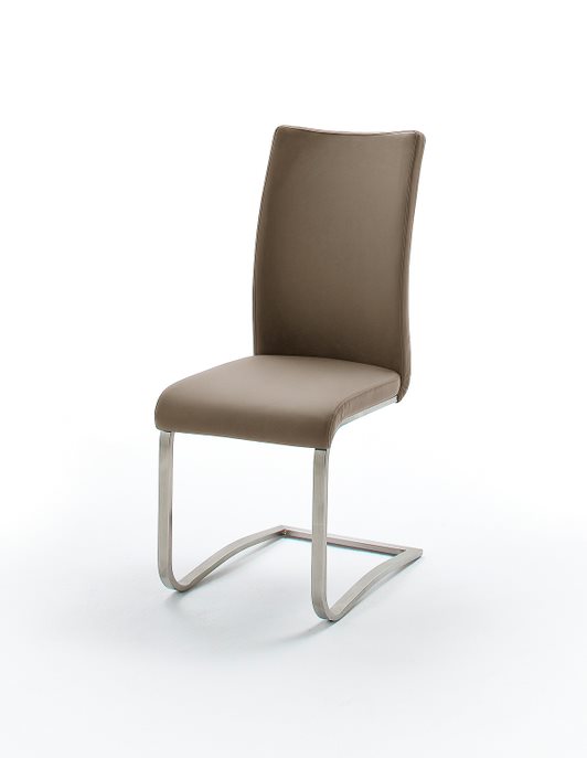 MC AKCENT - ARCO 2 Krzesło Skóra naturalna cappuccino | Stal szlachetna szczotkowana | ARCO2ELC