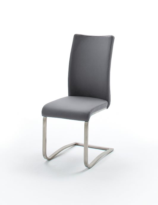 MC AKCENT - ARCO 2 Krzesło Skóra naturalna szara | Stal szlachetna szczotkowana | ARCO2ELG