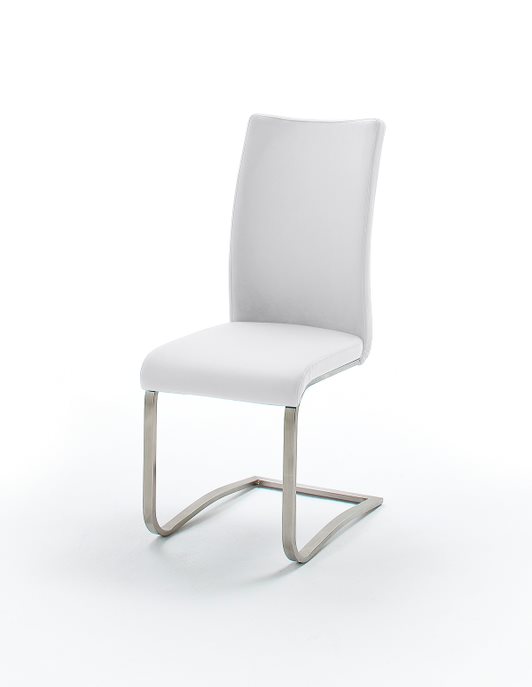 MC AKCENT - ARCO 2 Krzesło Skóra naturalna biała | Stal szlachetna szczotkowana | ARCO2ELW