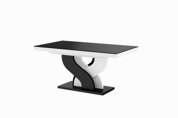 HUBERTUS - BELLA Stół 160-256x89 | Czarny mat / biały połysk / czarny poyłsk