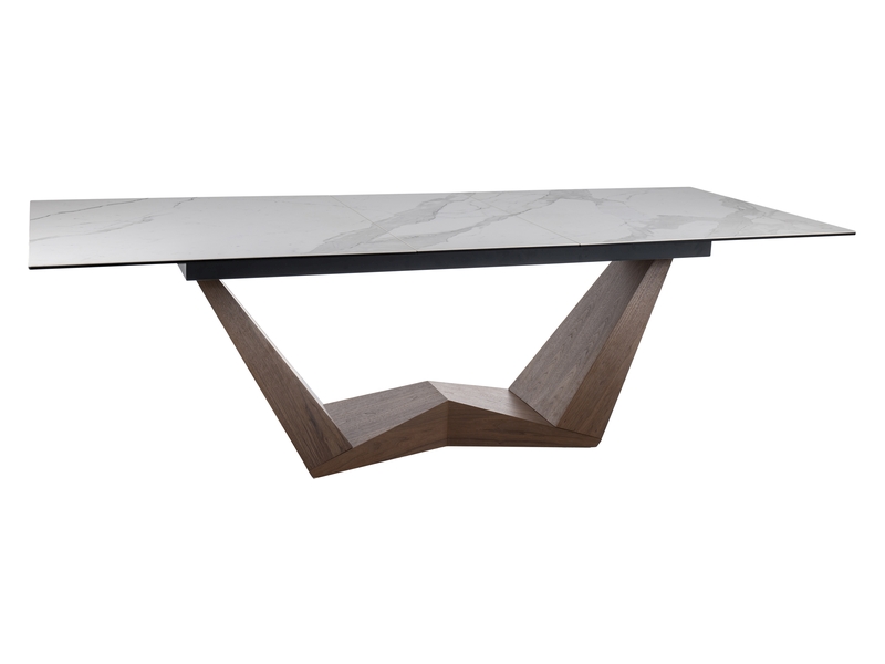 SIGNAL - BONUCCI CERAMIC Stół 98x200-250x76h | STATUARIO VENATO | Biały | Orzech