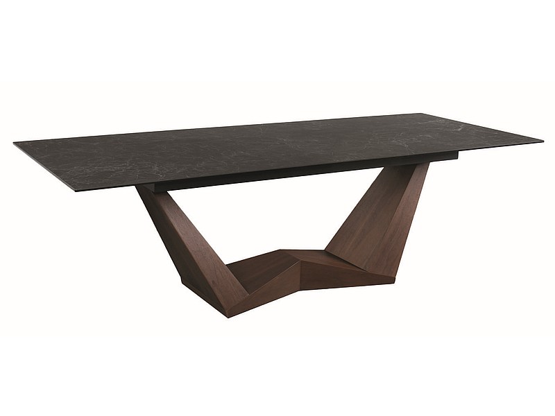 SIGNAL - BONUCCI CERAMIC Stół 98x200-250x76h | Ceramika NERO GRECO | Orzech