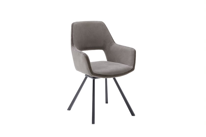 MC AKCENT - BAYONNE Krzesło z podłokietnikiem | Nogi graniaste metal antracyt mat | Obrót siedziska | Tkanina cappucinno / brązowoszara | BAAA42CX