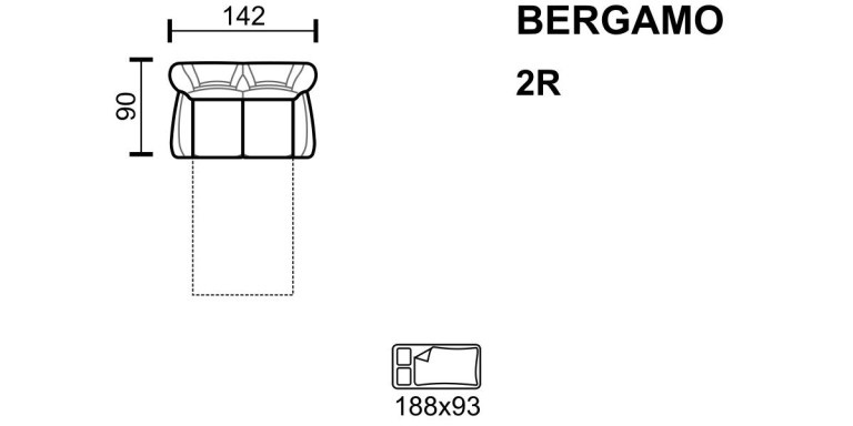 Meblomak - BERGAMO Sofa 2-os. 2R rozkładana