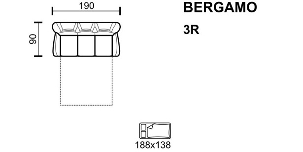 Meblomak - BERGAMO Sofa 3-os. 3R rozkładana