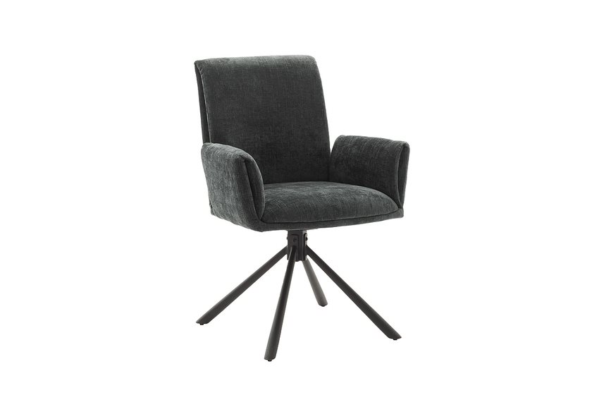 MC AKCENT - BOULDER S Krzesło | 4 Nogi | Obrót siedziska | Stelaż lakier czarny mat | Tkanina typu szenil Antracyt | BO4S43AN