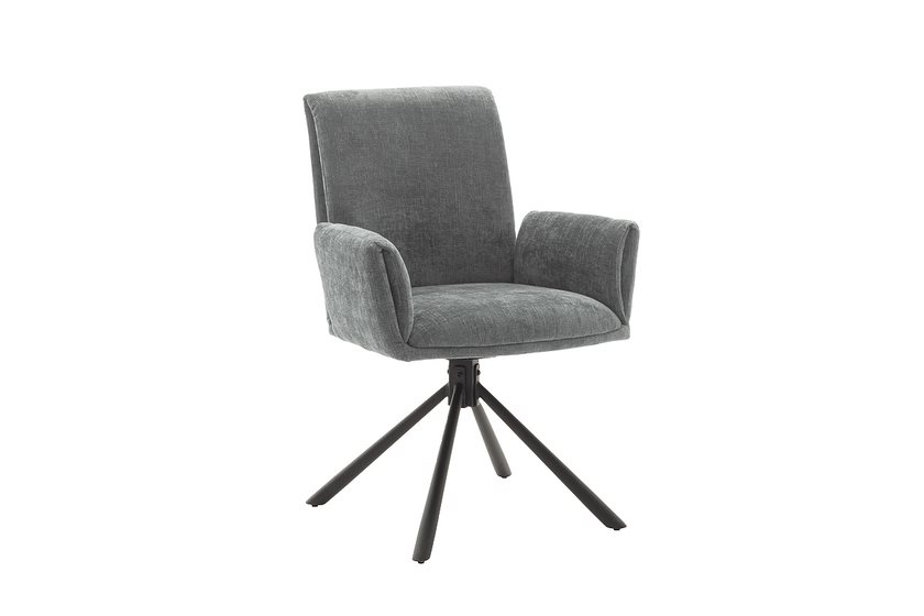 MC AKCENT - BOULDER S Krzesło | 4 Nogi | Obrót siedziska | Stelaż lakier czarny mat | Tkanina typu szenil Szary | BO4S43GX