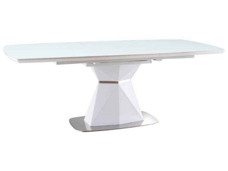 SIGNAL - CORTEZ Stół 160-210x90x76h | Blat MDF i szkło hartowane | Biały mat