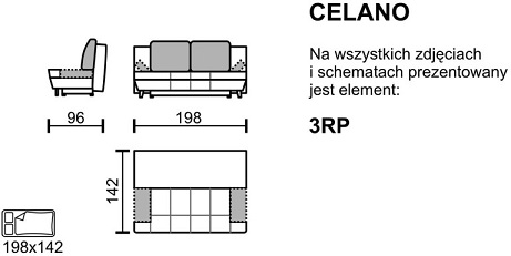 Meblomak - CELANO Sofa 3-os. 3RP rozkładana z pojemnikiem na pościel