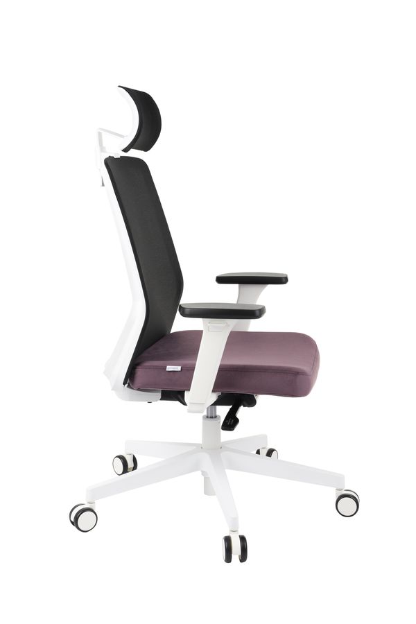 GROSPOL - COCO Fotel obrotowy WS HD White | Mechanizm Synchro Self SF2 | Podłokietniki R1 white | Podstawa nylonowa