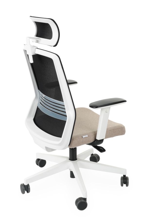 GROSPOL - COCO Fotel obrotowy WS HD White | Mechanizm Synchro Self SF2 | Podłokietniki R6 white | Podstawa nylonowa