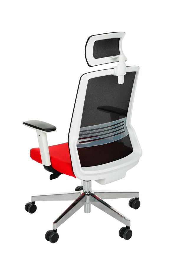 GROSPOL - COCO Fotel obrotowy WS HD Chrome | Mechanizm Synchro Self SF2 | Podłokietniki R1 white | Podstawa aluminiowa